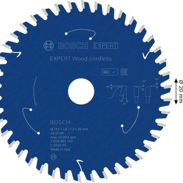 Zaagblad Hout - 140 mm x 20 mm x 42T