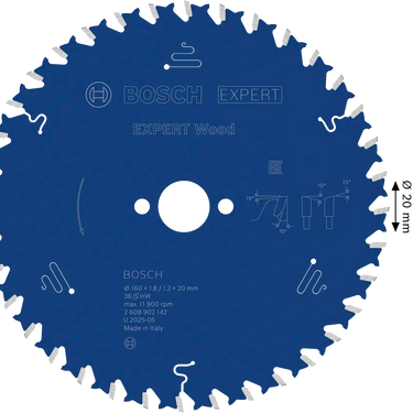 Zaagblad Hout - 160 mm x 20 mm x 36T