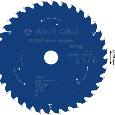Zaagblad Hout - 165 mm x 20 mm x 36T