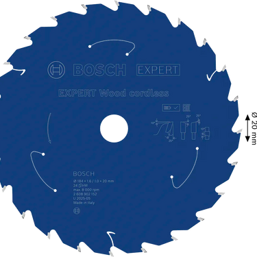 Zaagblad Hout - 184 mm x 20 mm x 24T