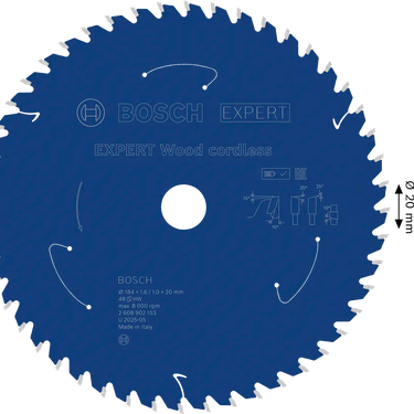 Zaagblad Hout - 184 mm x 20 mm x 48T