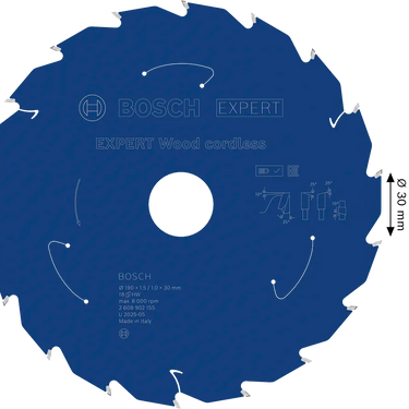 Zaagblad Hout - 190 mm x 30 mm x 18T