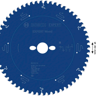 Zaagblad Hout - 260 mm x 30 mm x 60T