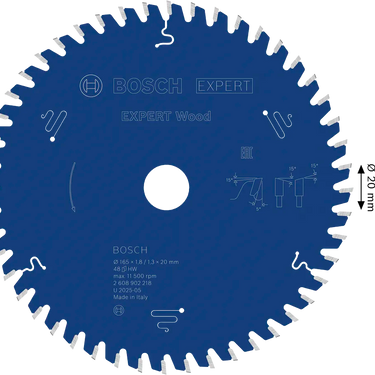 Zaagblad Hout - 165 mm x 20 mm x 48T