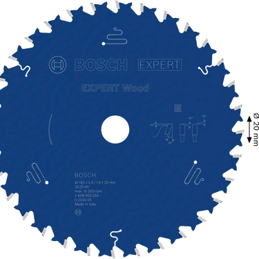 Zaagblad Hout - 185 mm x 20 mm x 32T