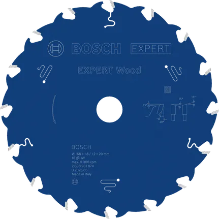 EXPERT Wood Cirkelzaagblad 168 x 1.8/1,2 x 20 mm T16