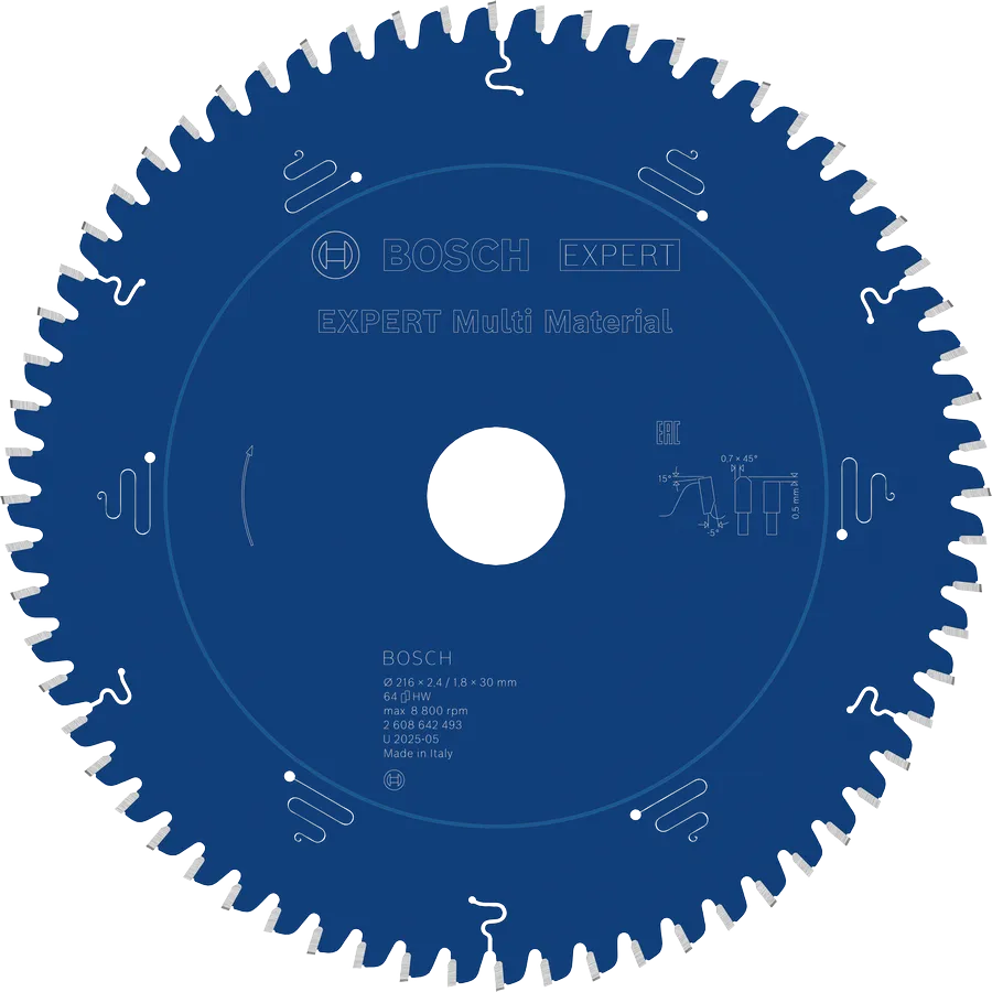 Bosch EXPERT Multi Material cirkelzaagblad 216 x 2,4/1,8 x 30 mm, T64