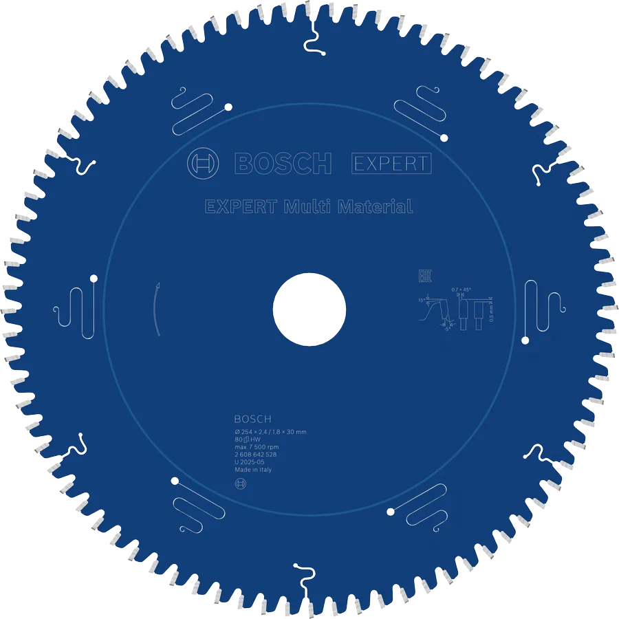 Bosch EXPERT Multi Material cirkelzaagblad 254 x 2,4/1,8 x 30 mm, T80