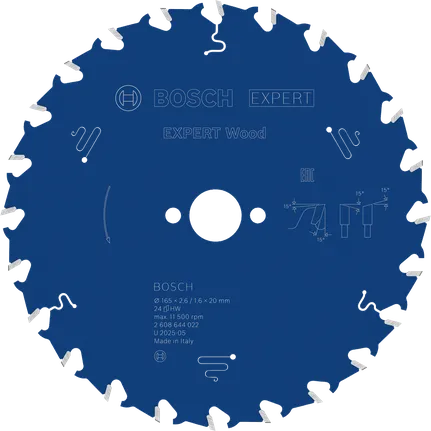EXPERT Wood Cirkelzaagblad 165 x 2,6/1,6 x 20 mm T24