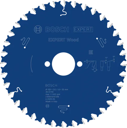 EXPERT Wood Cirkelzaagblad 165 x 2,6/1,6 x 30 mm T36