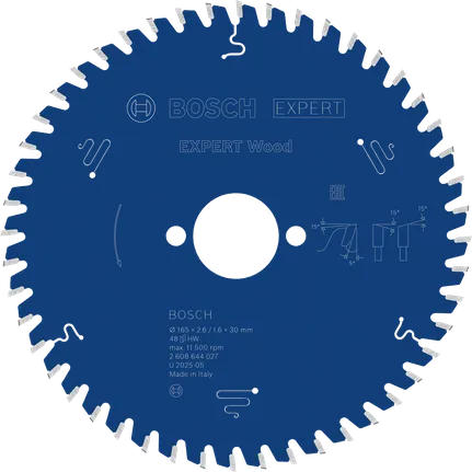 EXPERT Wood Cirkelzaagblad 165 x 2,6/1,6 x 30 mm T48
