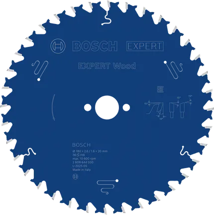 EXPERT Wood Cirkelzaagblad 180 x 2,6/1,6 x 20 mm T36