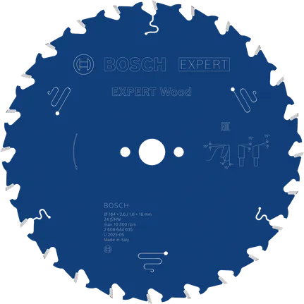 EXPERT Wood Cirkelzaagblad 184 x 2,6/1,6 x 16 mm T24