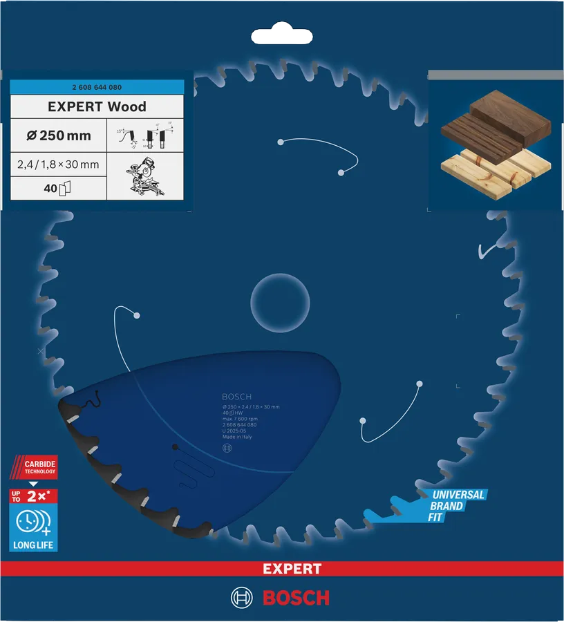 Bosch EXPERT Wood cirkelzaagblad, 300 x 2,4/1,8 x 30 mm, T72