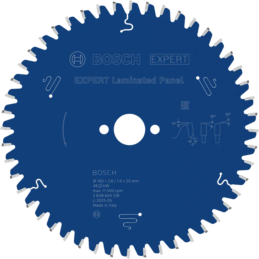 Bosch EXPERT Laminated Panel circular saw blade, 165 x 2.6/1.6 x 20 mm, T48