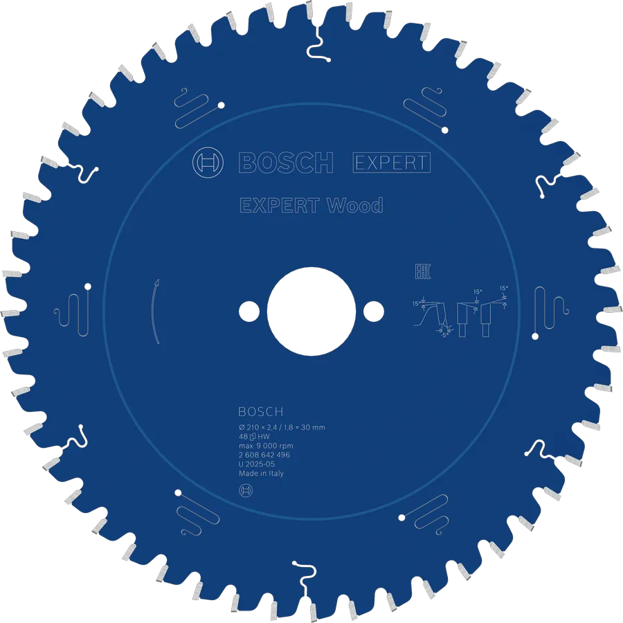 Bosch EXPERT Wood cirkelzaagblad, 210 x 2,4/1,8 x 30 mm, T48