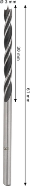 Houtboor  3 mm x 30 mm
